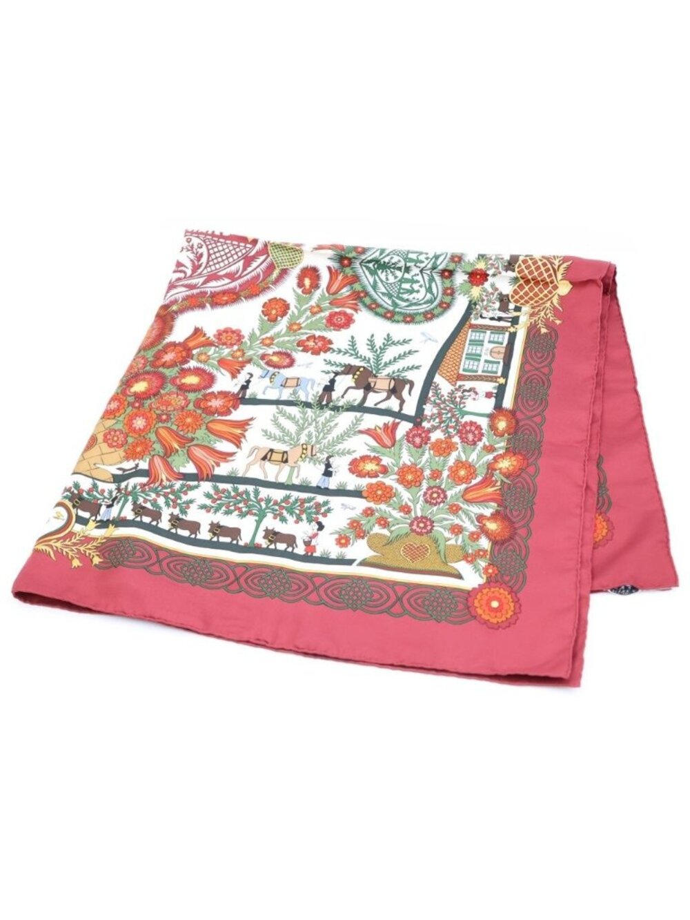 Hermes Carre 90 Decoupages Silk Scarf Multicolor